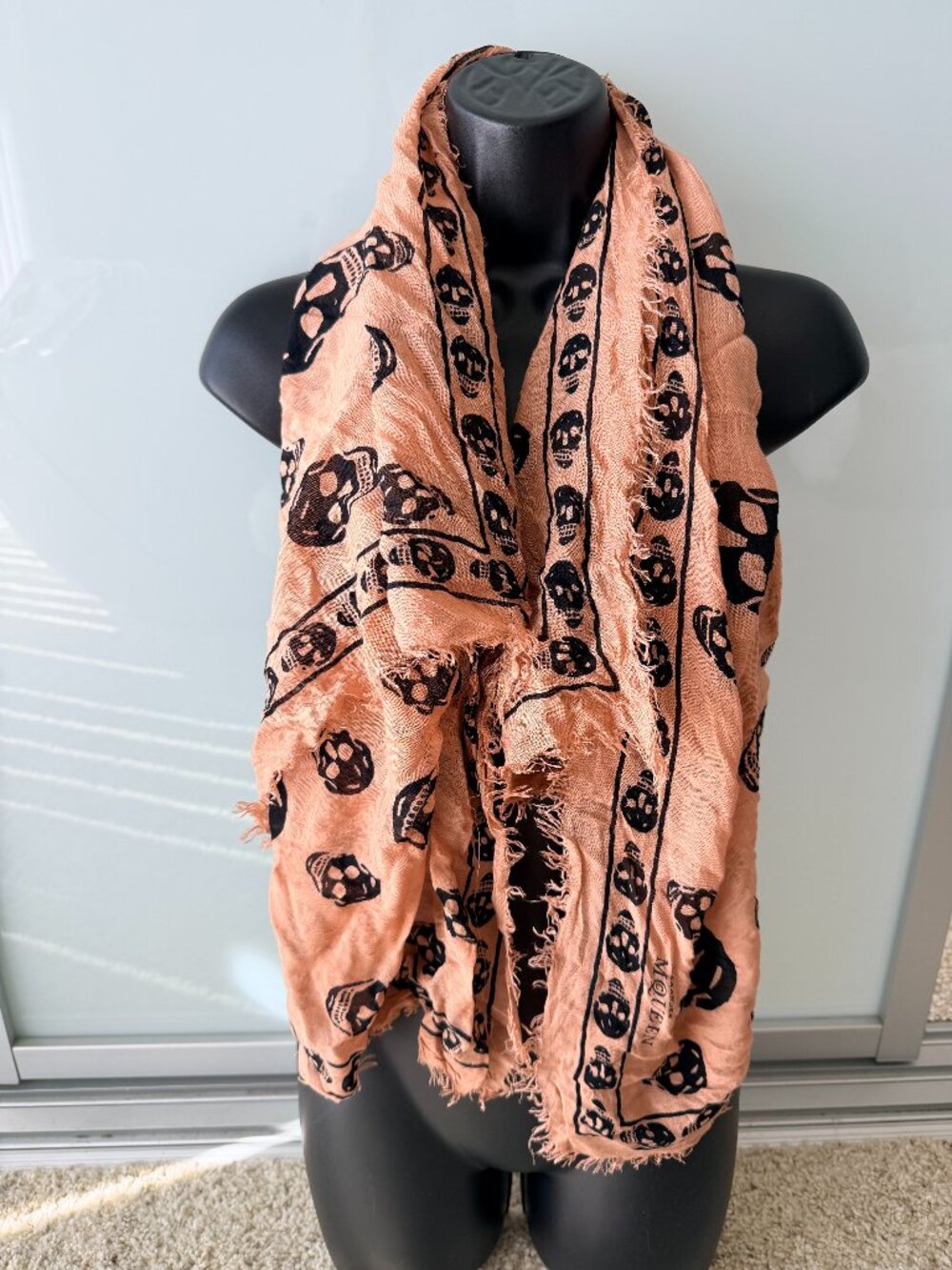 Alexander McQueen Skull Scarf Peach Black